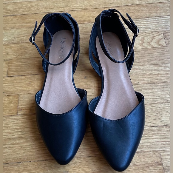Refresh Black Ballerina Flats with Ankle Straps Size 8.5. Worn Once, Like New - Picture 2 of 5